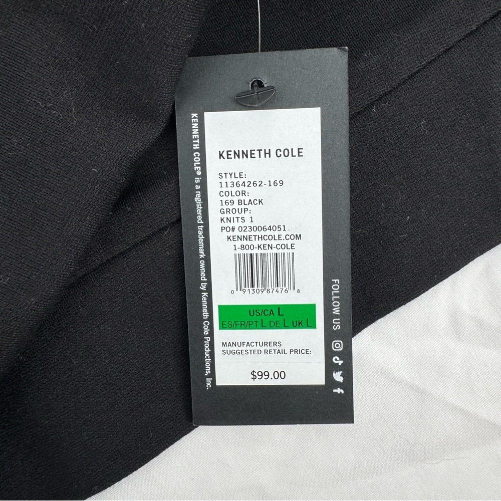 NWT Kenneth Cole Black Hooded Sweatshirt White Button Down Underneath Large - Picture 7 of 9